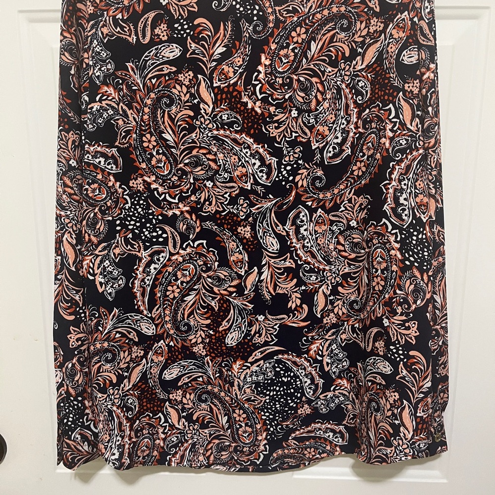 Paisley Print Navy and Peach Blouse